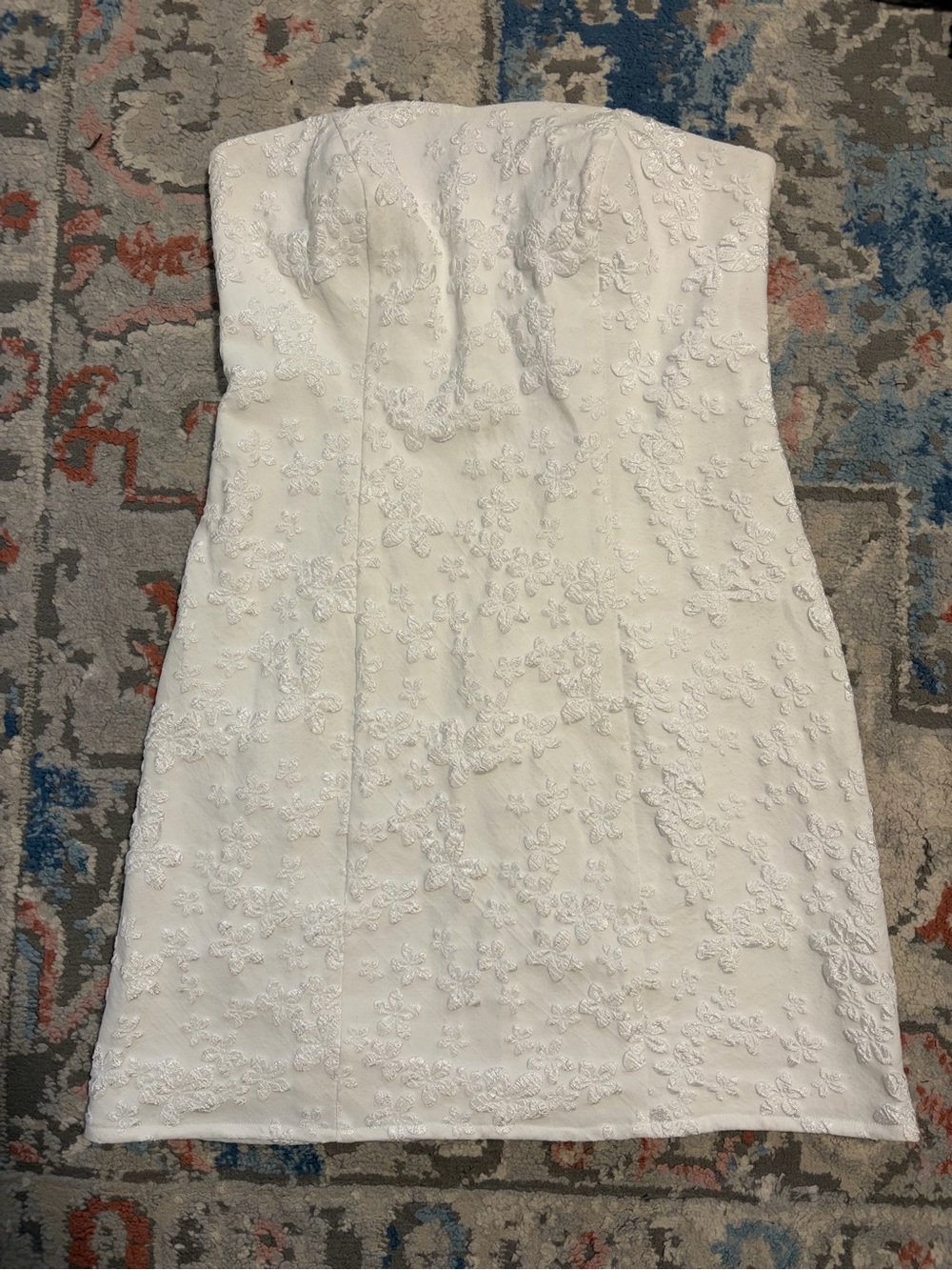 Princess Polly White Strapless Floral Embroidered Mini Dress